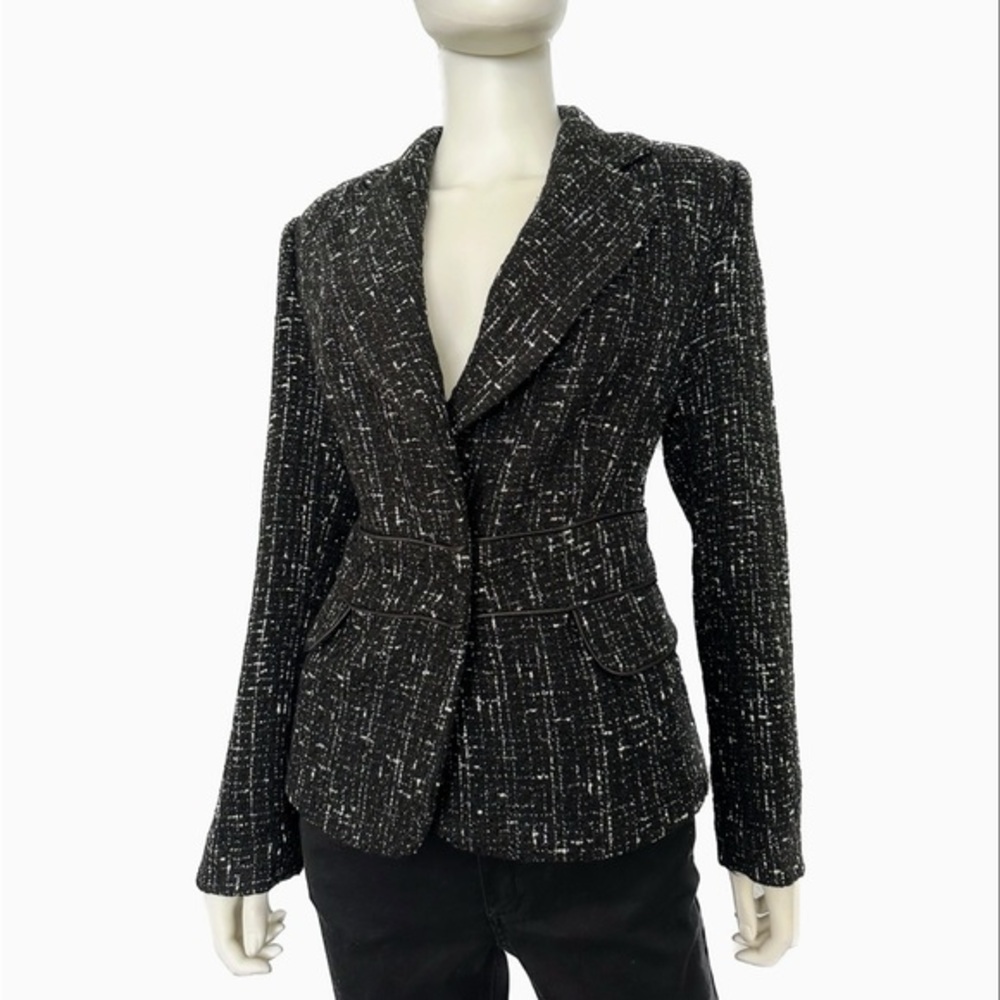 NEW WOMEN'S TWEED BLAZER LINED BOUCLE JACKET IN‎ BLACK